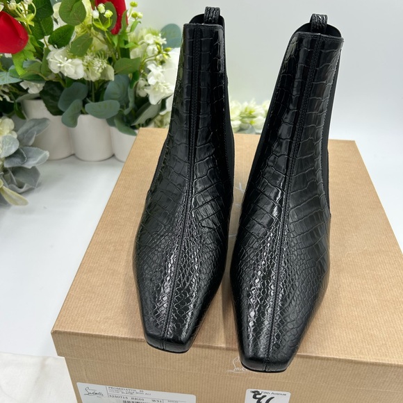 Women's Christian Louboutin PROMIDAVOL 35 croc effect Leather Chelsea boots 37.5 - Picture 11 of 12
